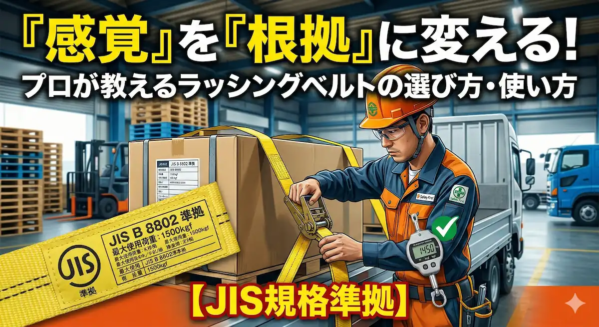 ラッシングベルトの選び方について解説する記事のアイキャッチ画像